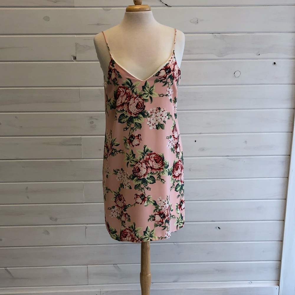 Pink floral print dress